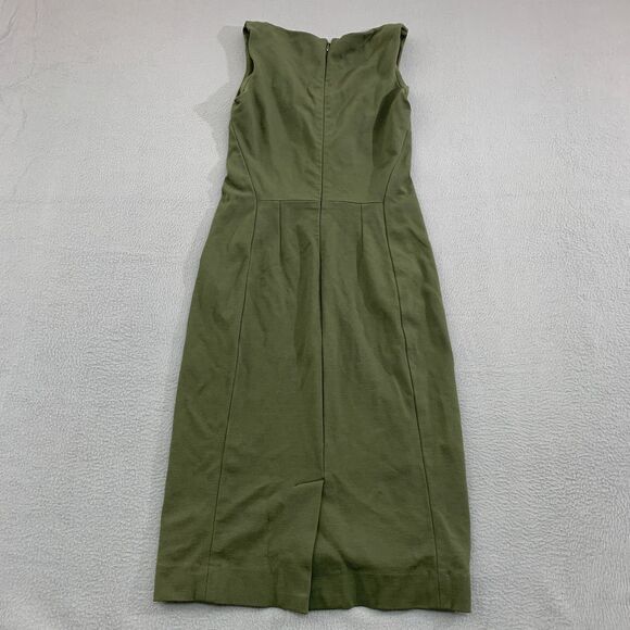 MM Lafleur Women 2 Rachel Dress Ponte Green Sleeveless Stretch Sheath Office - Picture 11 of 16